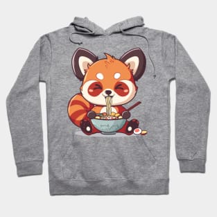 Cute Red Panda eating ramen Hoodie